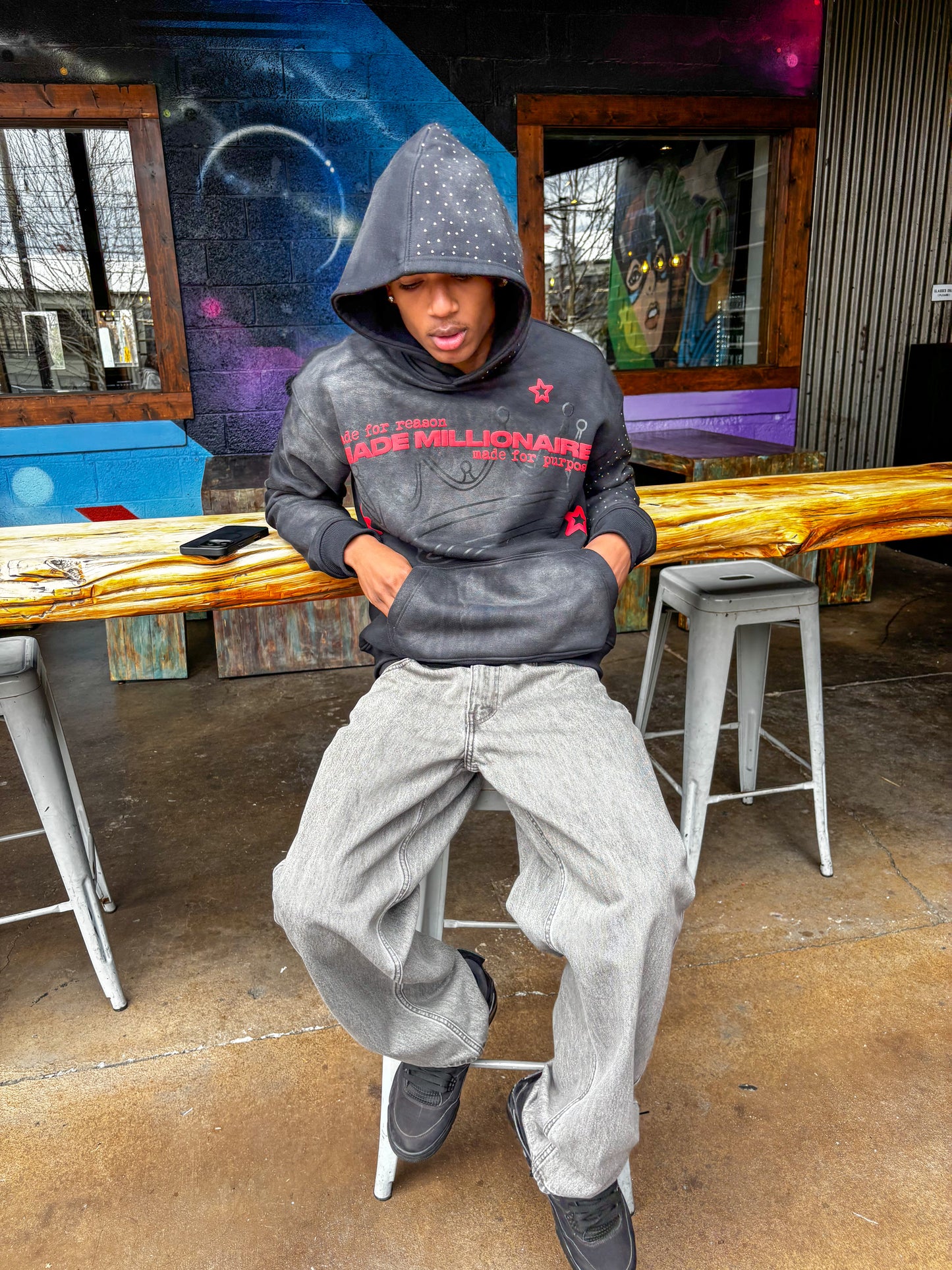 V1 Black & Red Hoodie
