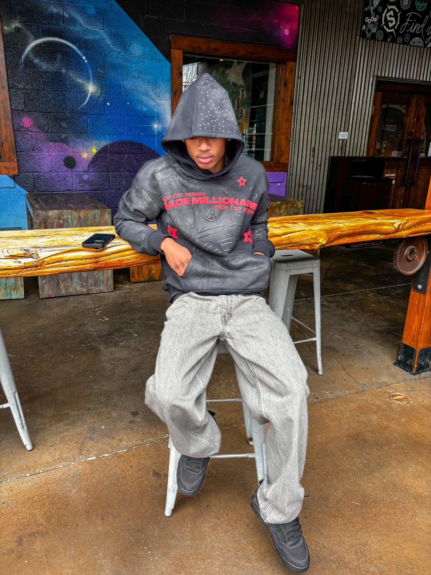 V1 Black & Red Hoodie