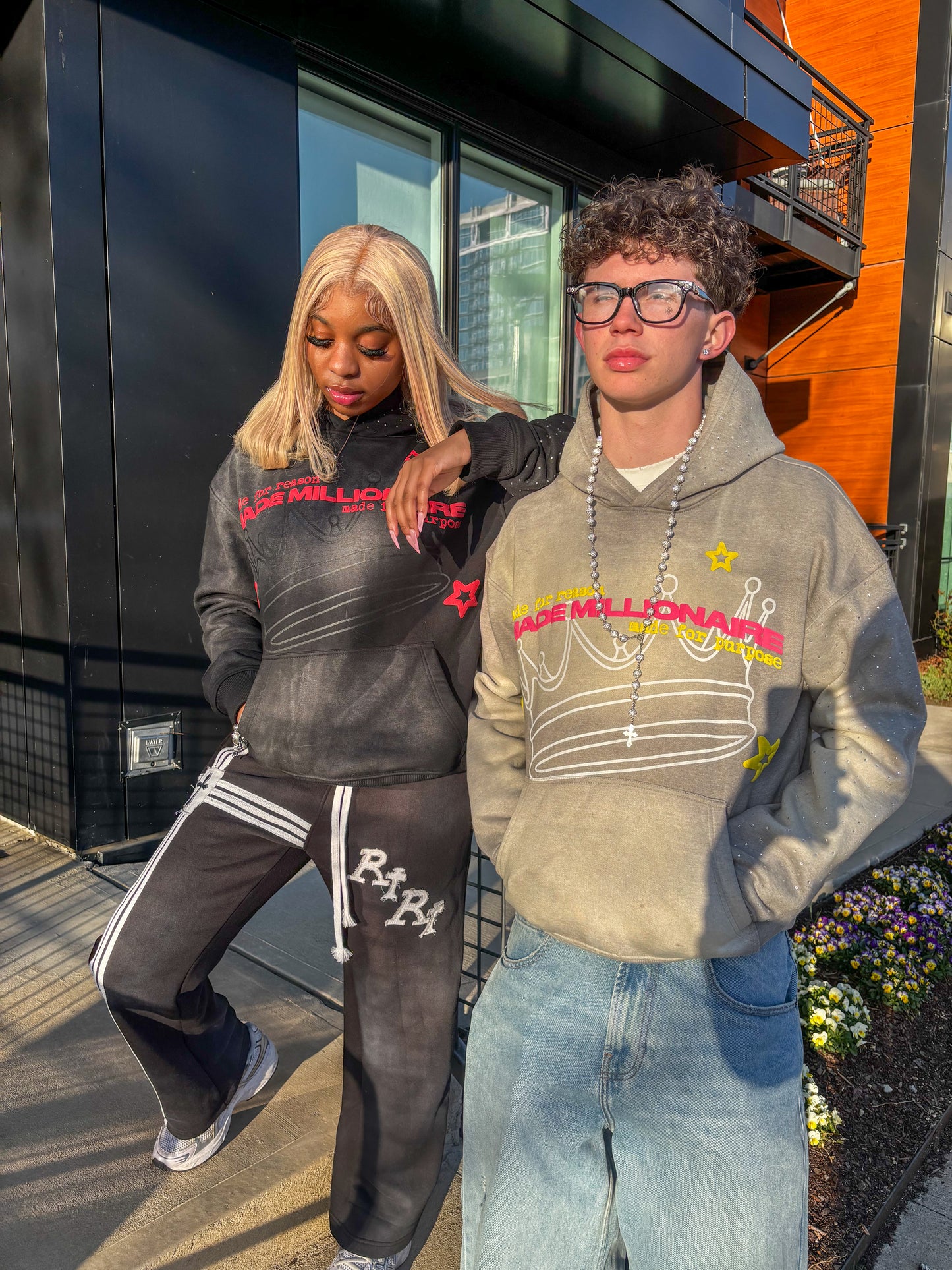 V2 Grey & Pink Hoodie