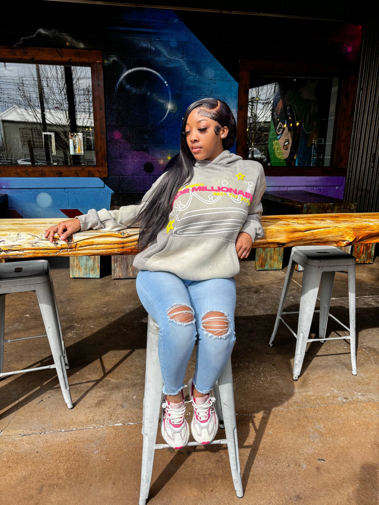 V2 Grey & Pink Hoodie