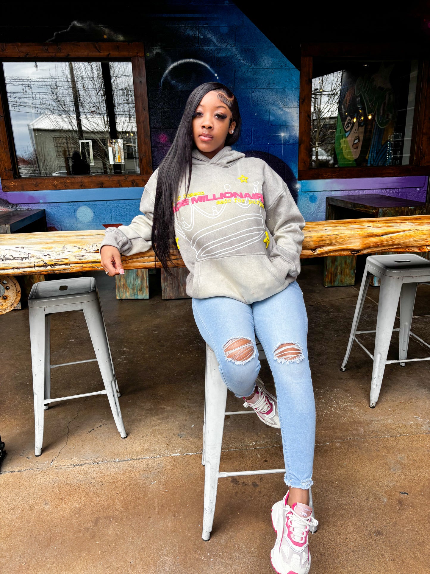 V2 Grey & Pink Hoodie