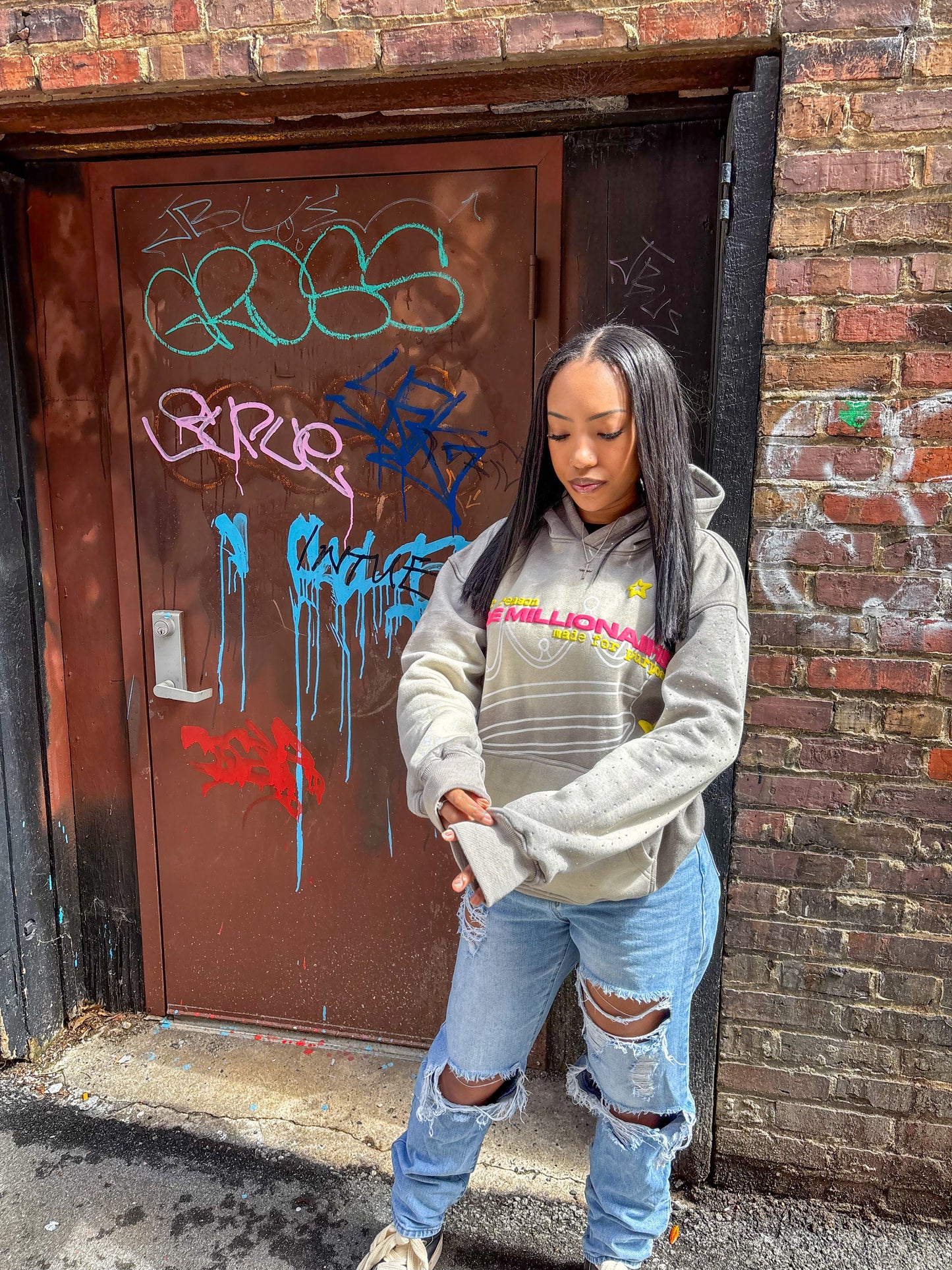 V2 Grey & Pink Hoodie