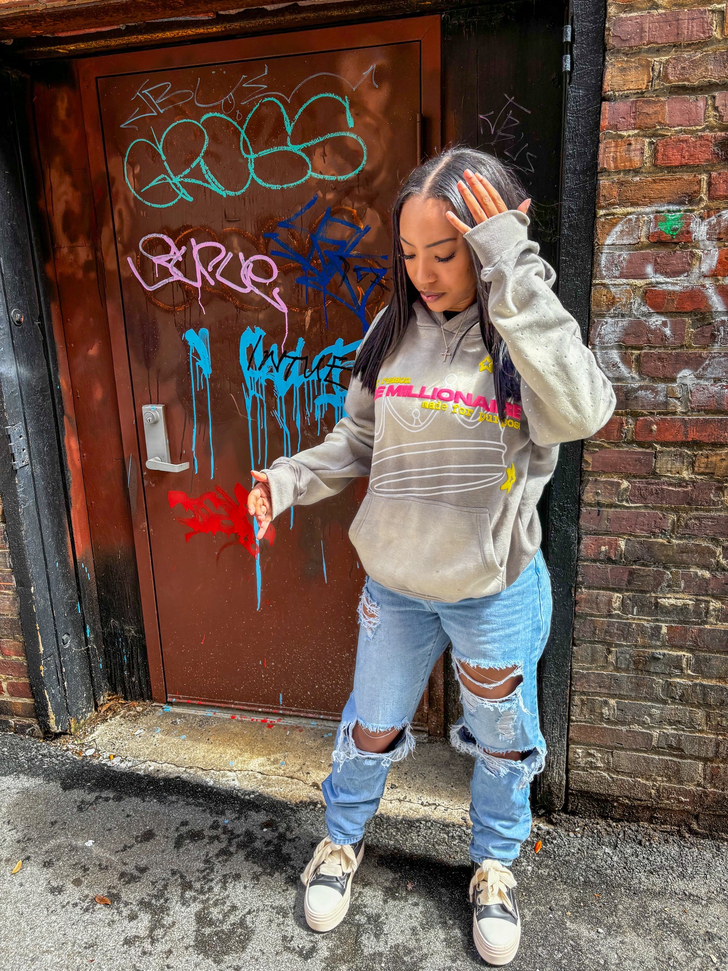 V2 Grey & Pink Hoodie
