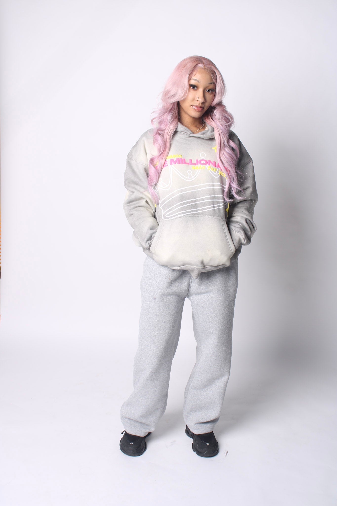 V2 Grey & Pink Hoodie