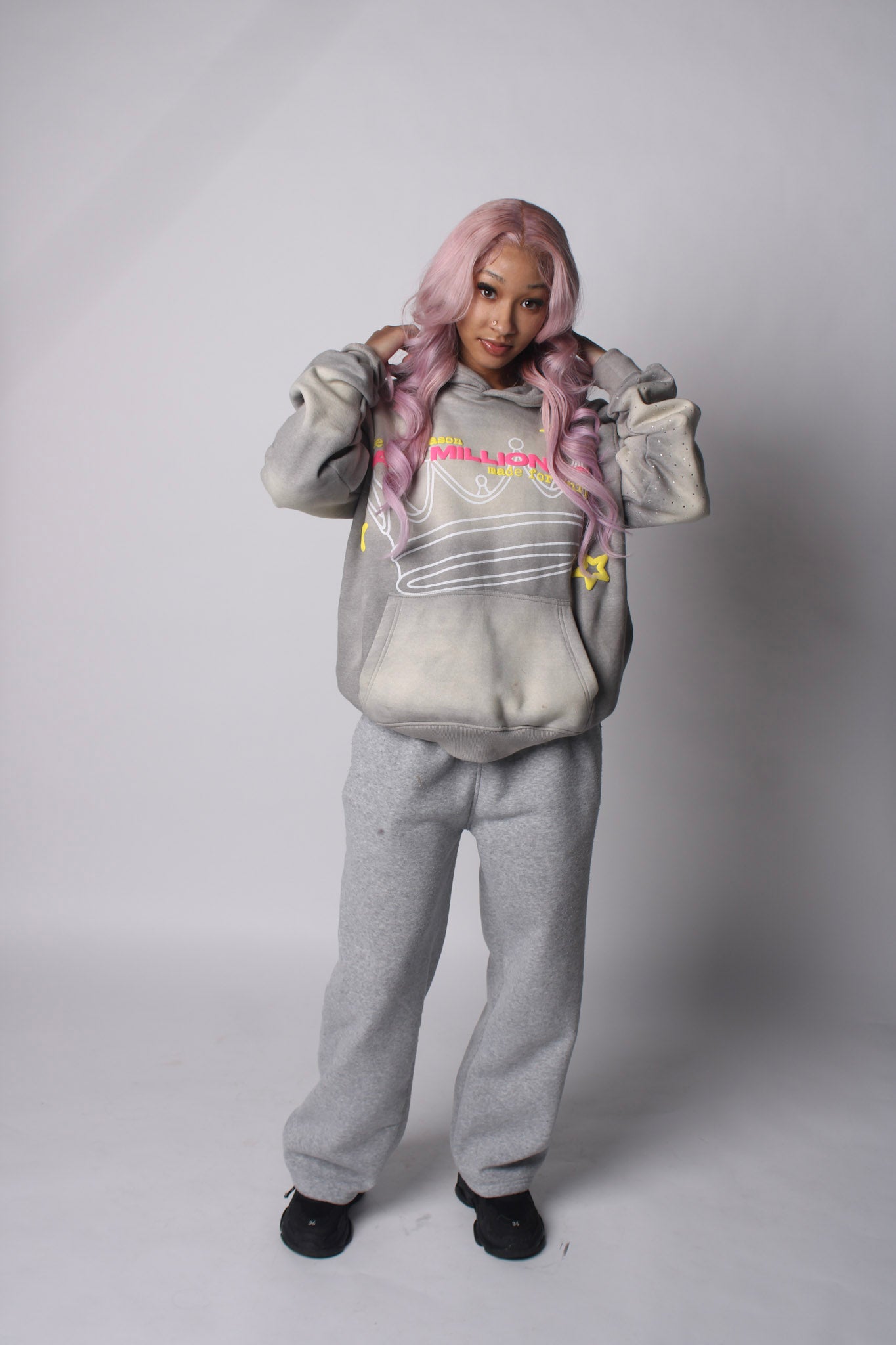 V2 Grey & Pink Hoodie