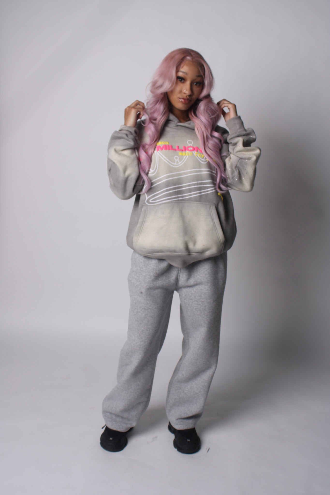 V2 Grey & Pink Hoodie