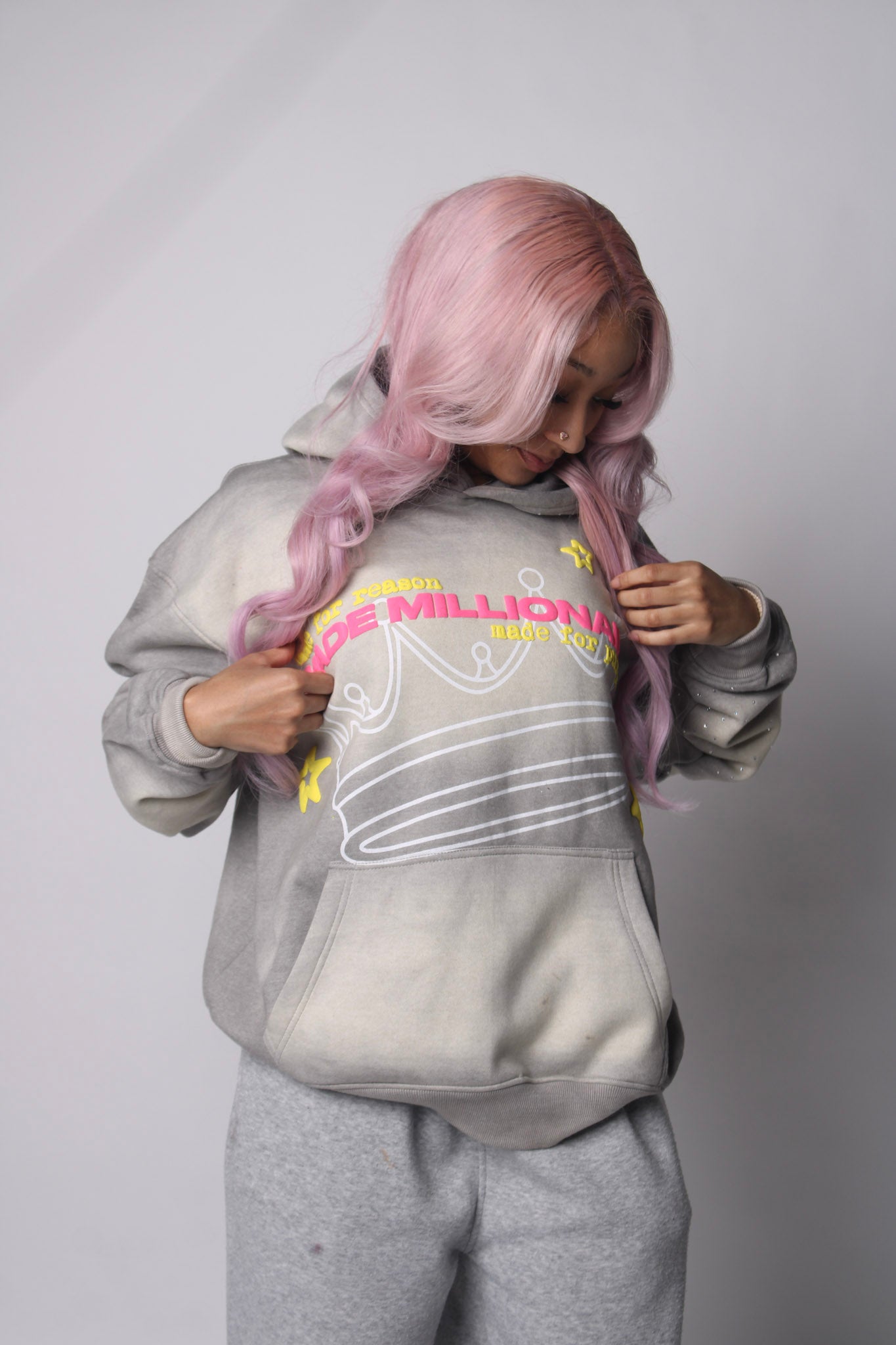 V2 Grey & Pink Hoodie