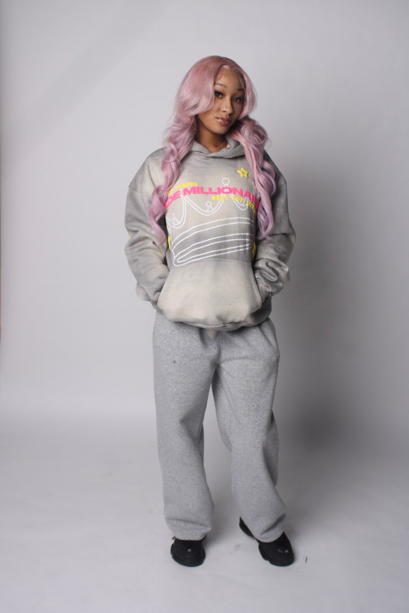 V2 Grey & Pink Hoodie