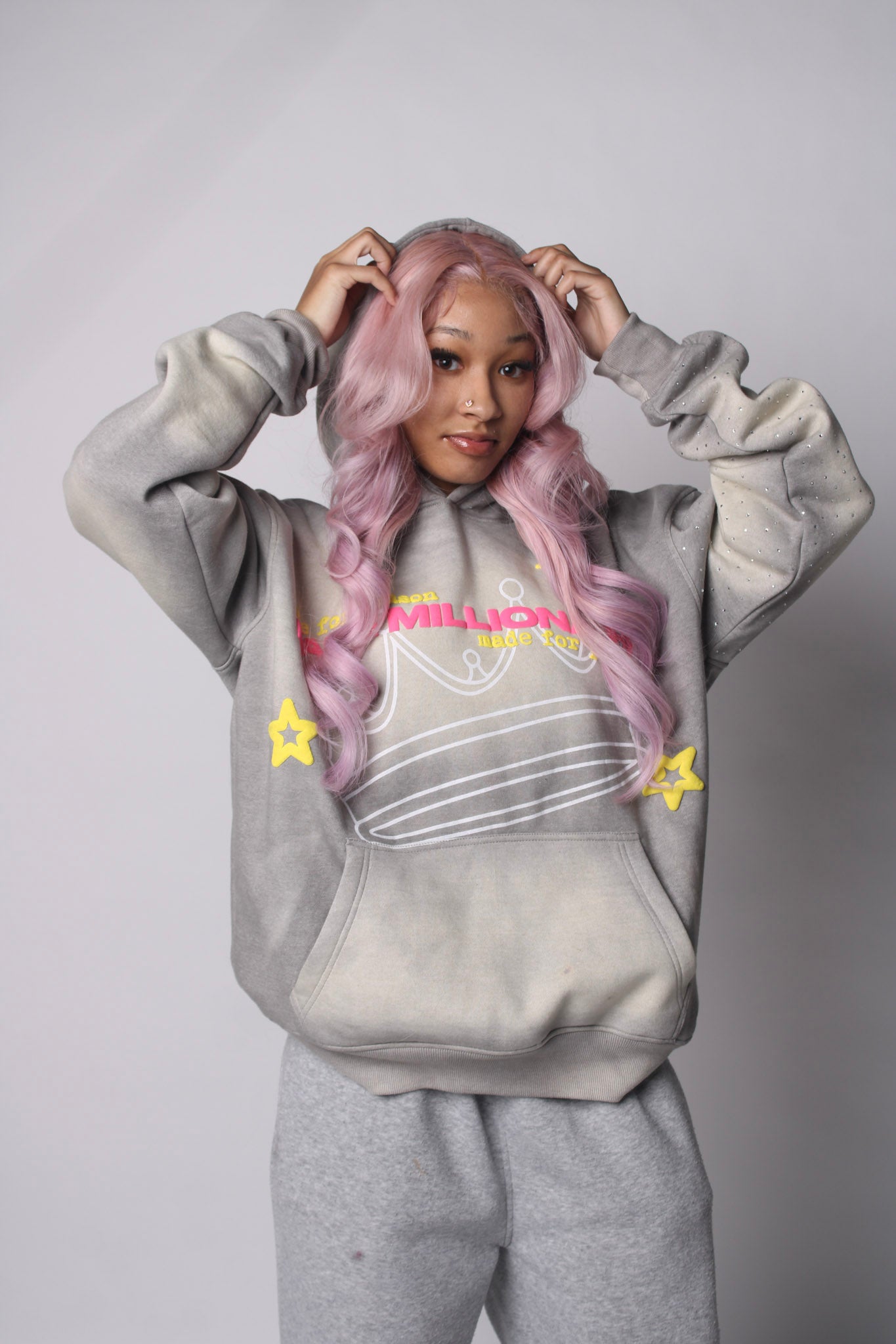 V2 Grey & Pink Hoodie